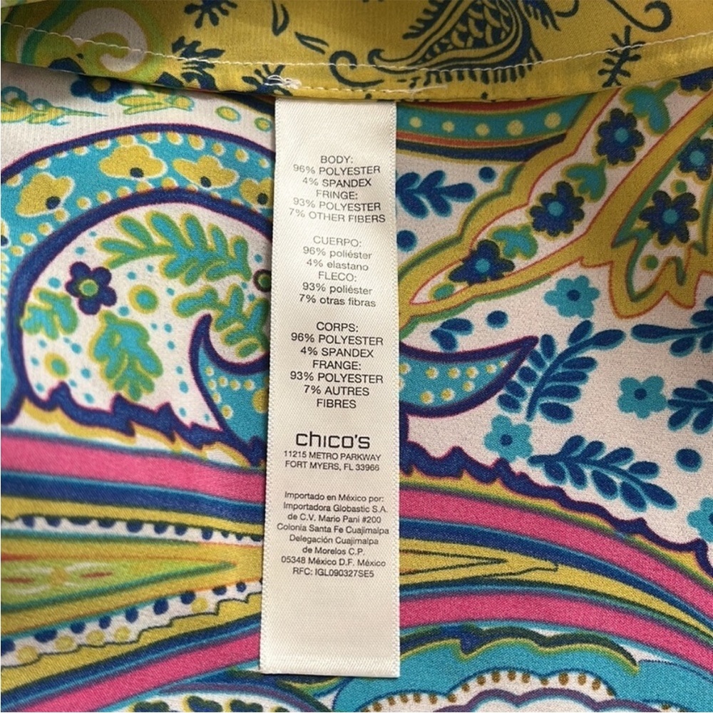 Chicos Colorful Paisley Fringe Top - Picture 14 of 15